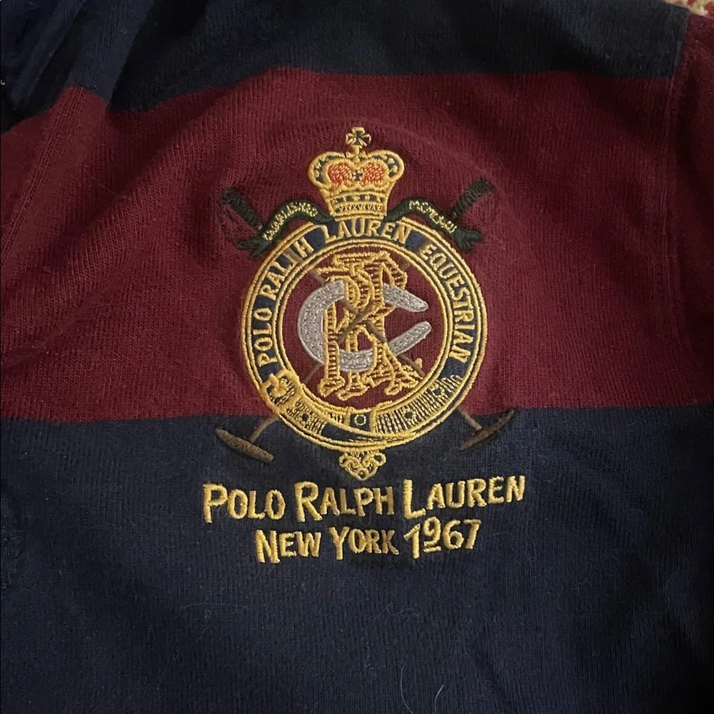 Ralph Lauren Navy and Burgundy Rugby Shirt - Picture 2 of 3